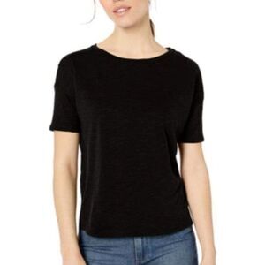 Daily Ritual Womens Black Round Neck Long Sleeve Casual T Shirt Size Medium